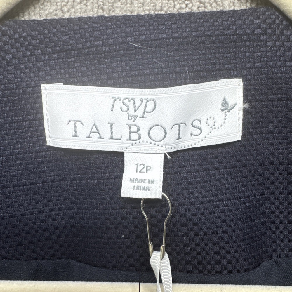 RSVP by Talbots Women's 12P Navy Blue Hand Beaded Blazer Lady Jacket Career - Picture 3 of 12